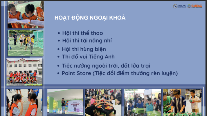 Chương trình học kết hợp hoạt động ngoại khóa phong phú
